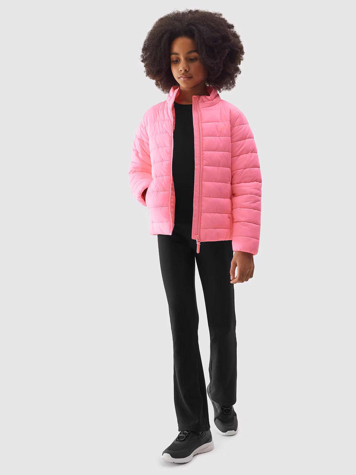 Kurtka puchowa z wypełnieniem z recyklingu dziewczęca - różowa
