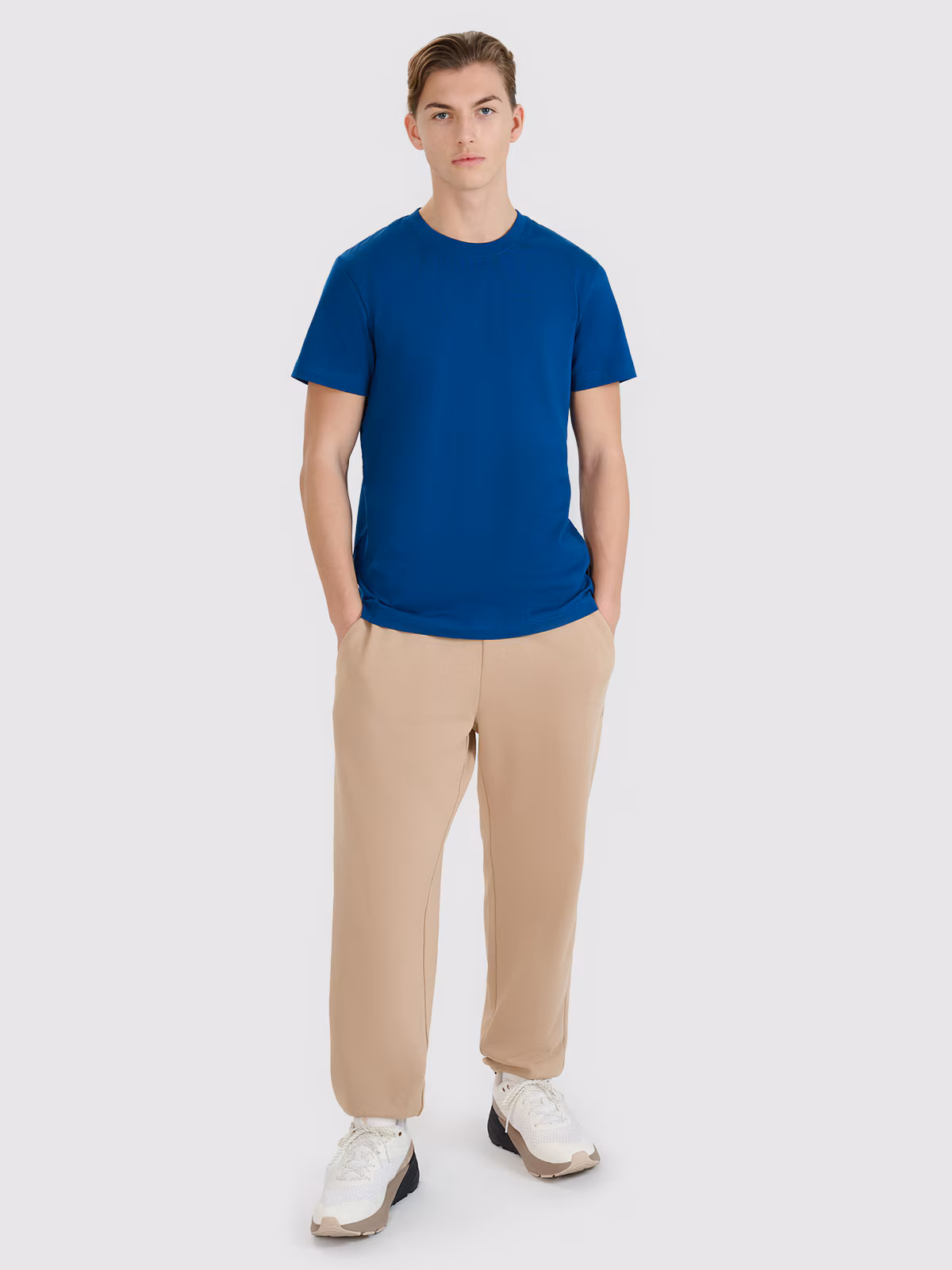 Spodnie dresowe joggery męskie - beżowe