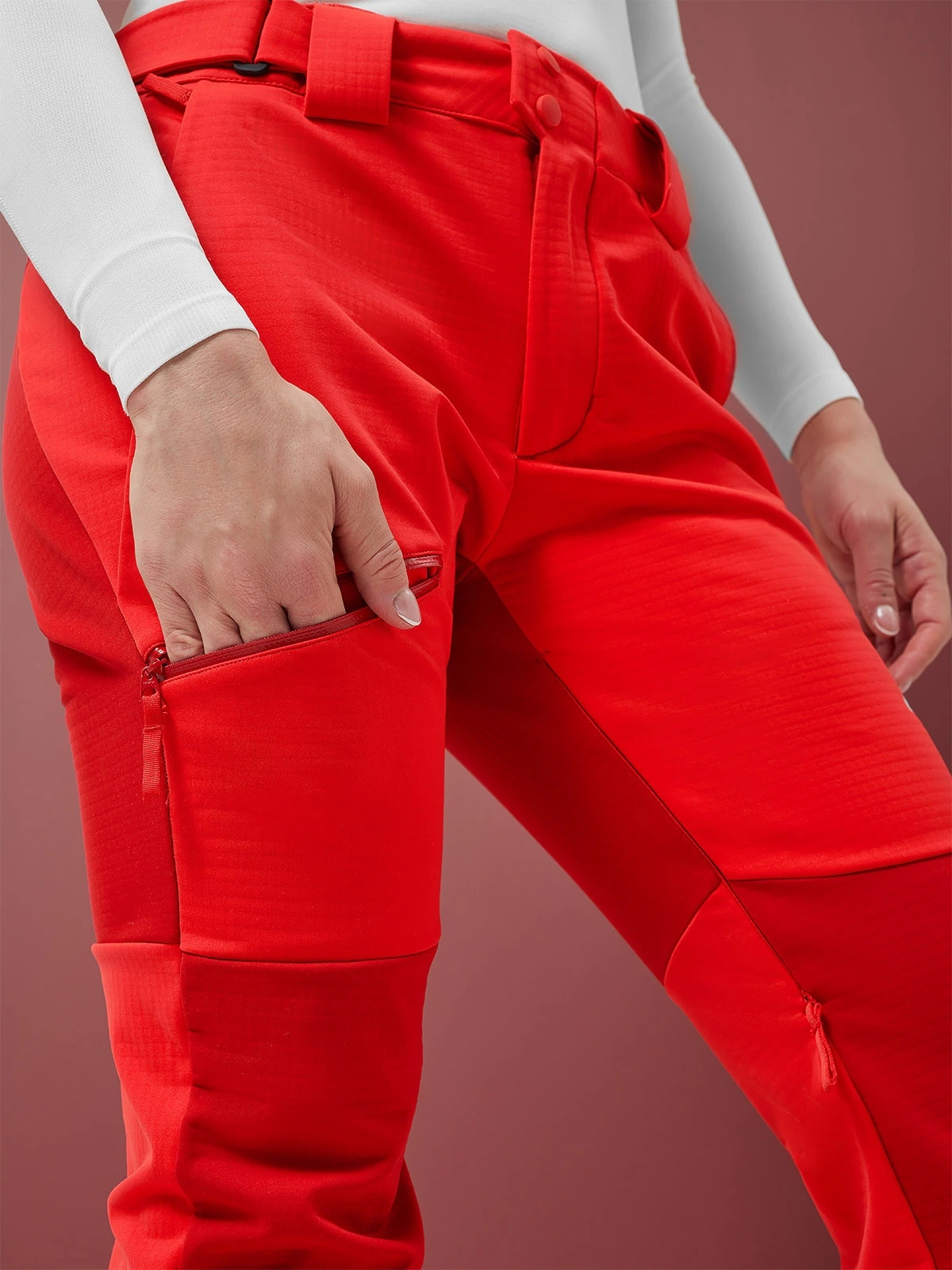 Spodnie funkcyjne softshell membrana 20000 damskie - czerwone