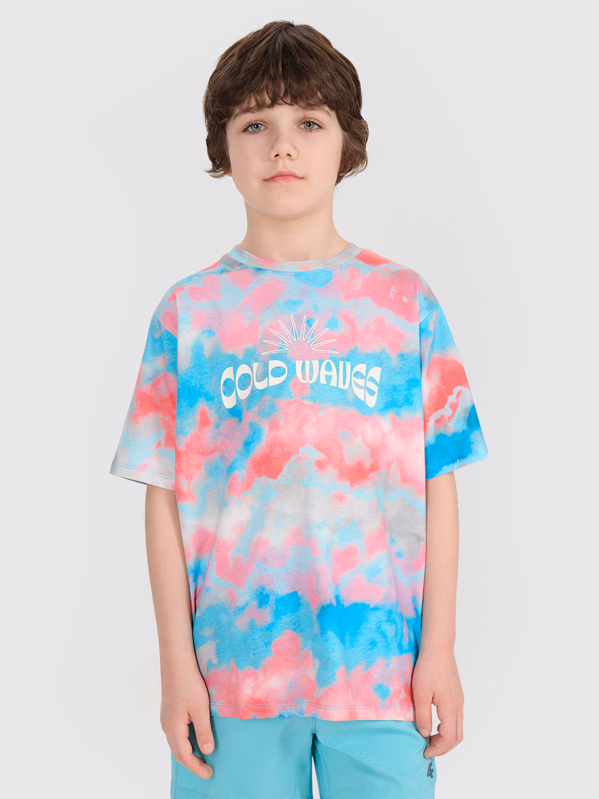 T-shirt oversize z nadrukiem chłopięcy - multikolor