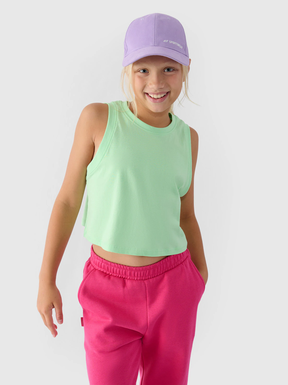 Crop top oversize dziewczęcy - zielony