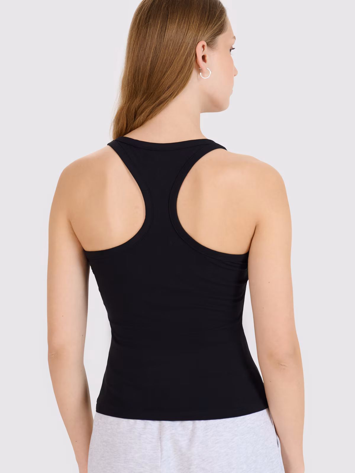 Top slim gładki damski - czarny