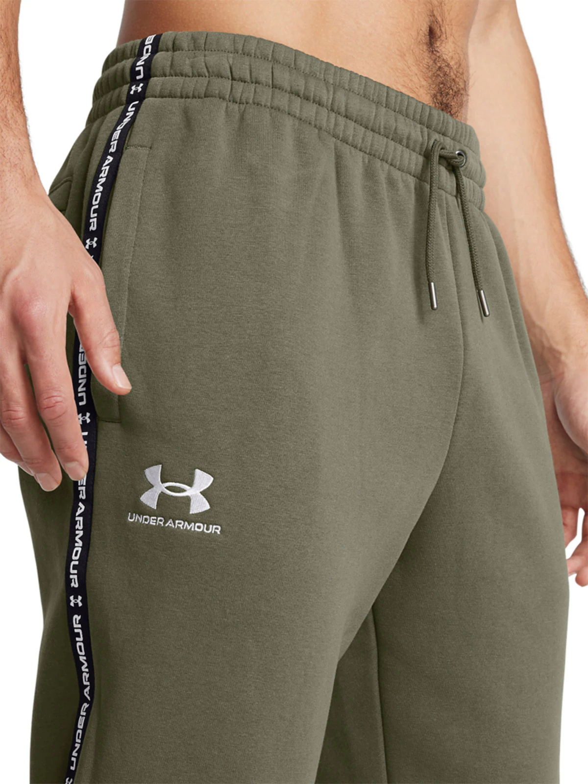 Spodnie dresowe męskie Under Armour UA Icon Fleece Jgr Taping - zielone