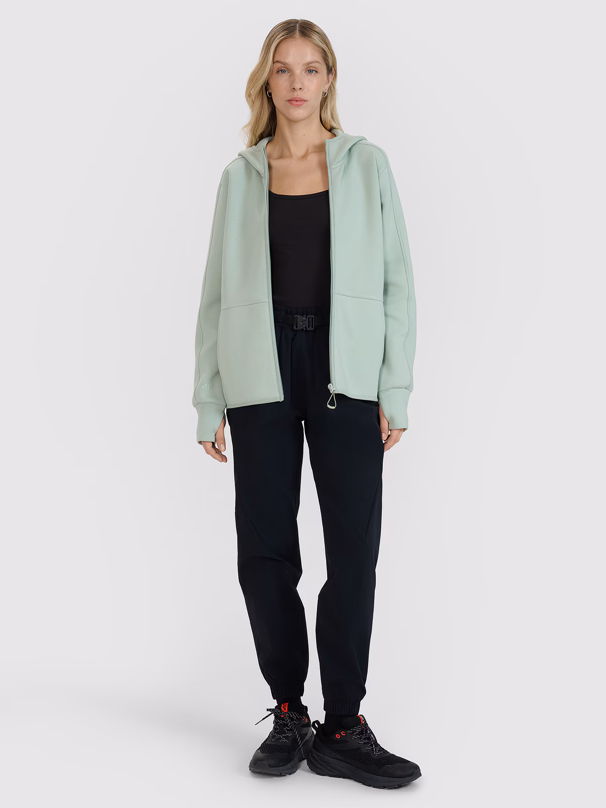 Bluza dresowa rozpinana z kapturem damska - miętowa