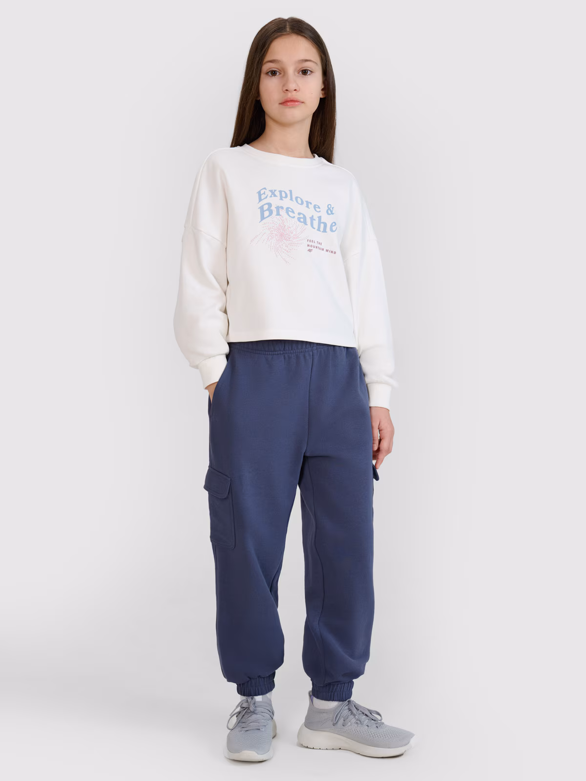 Spodnie dresowe joggery dziewczęce - szare