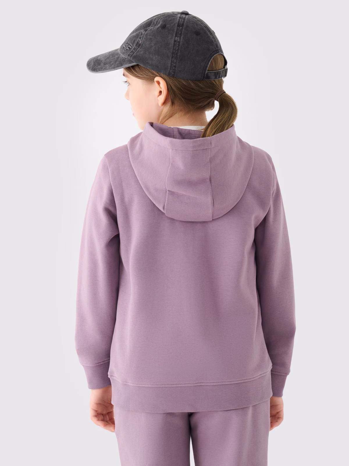 Bluza dresowa rozpinana z kapturem dziewczęca - pudrowy róż