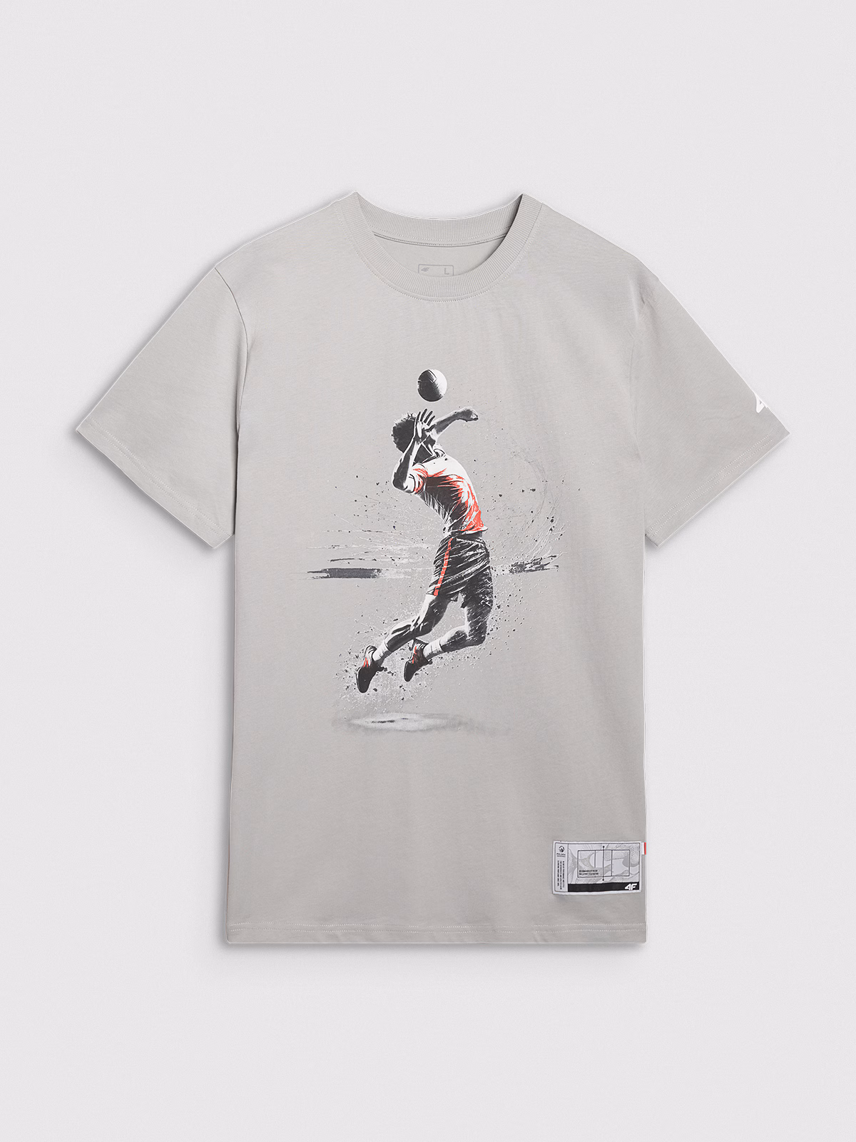 T-shirt regular z nadrukiem siatkarskim męski - biały