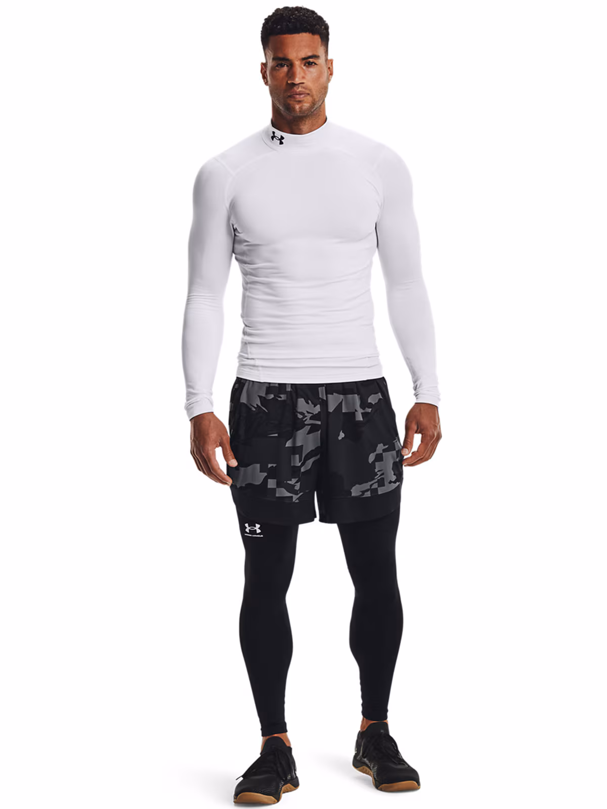 Longsleeve treningowy męski Under Armour UA Cg Armour Comp Mock - czarny