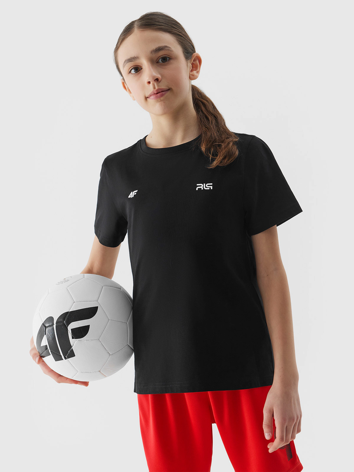 T-shirt z nadrukiem dziecięcy 4F x Robert Lewandowski - biały