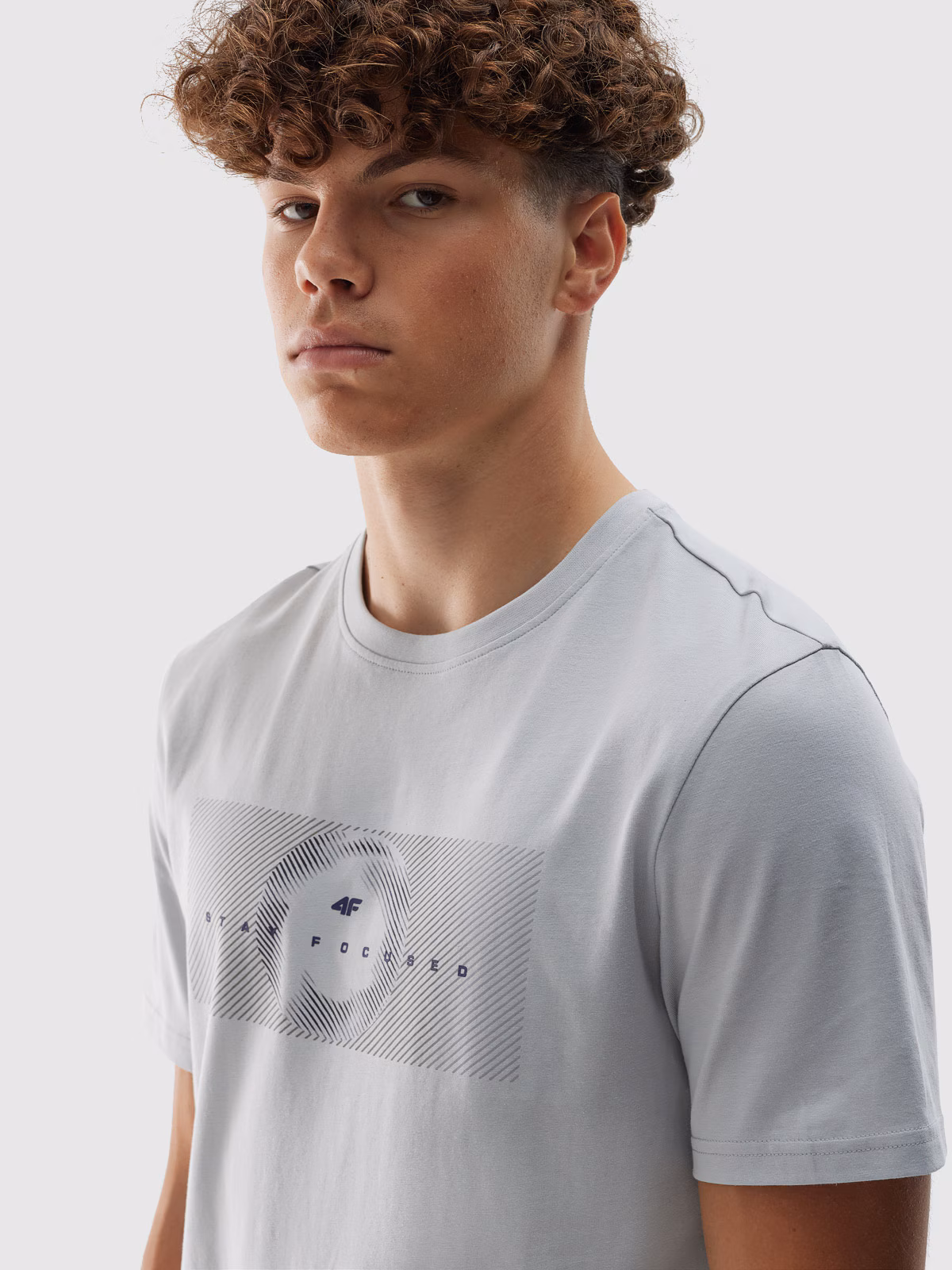 T-shirt regular z nadrukiem męski - szary