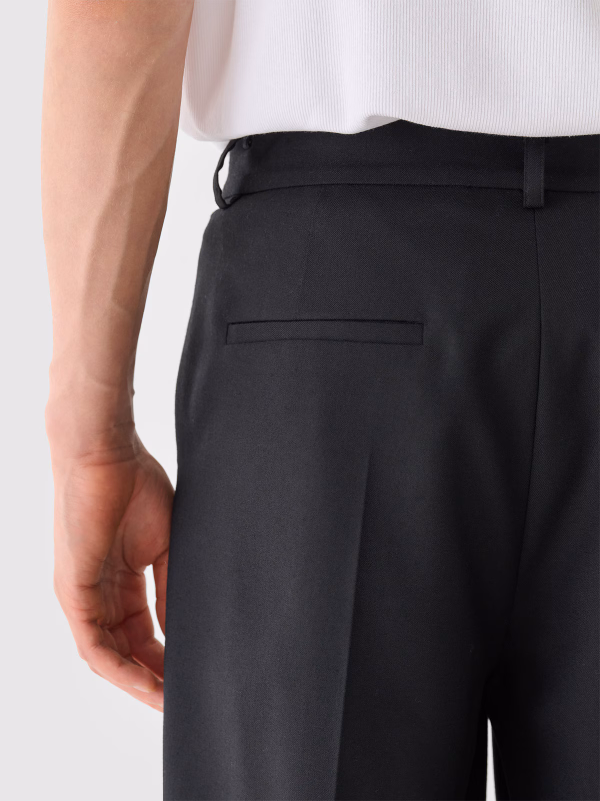 Spodnie tkaninowe z wełną męskie - czarne