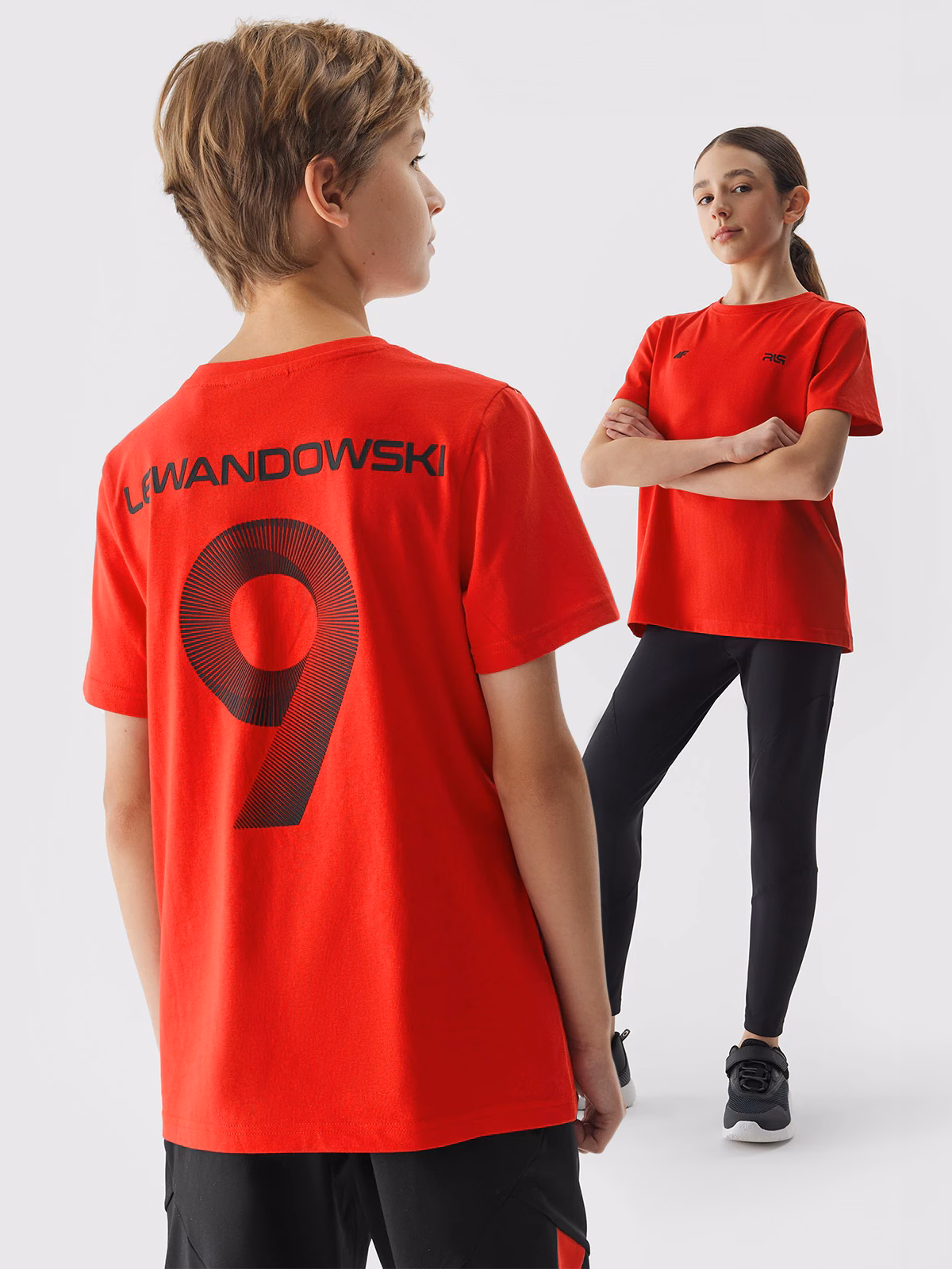 T-shirt z nadrukiem dziecięcy 4F x Robert Lewandowski - biały