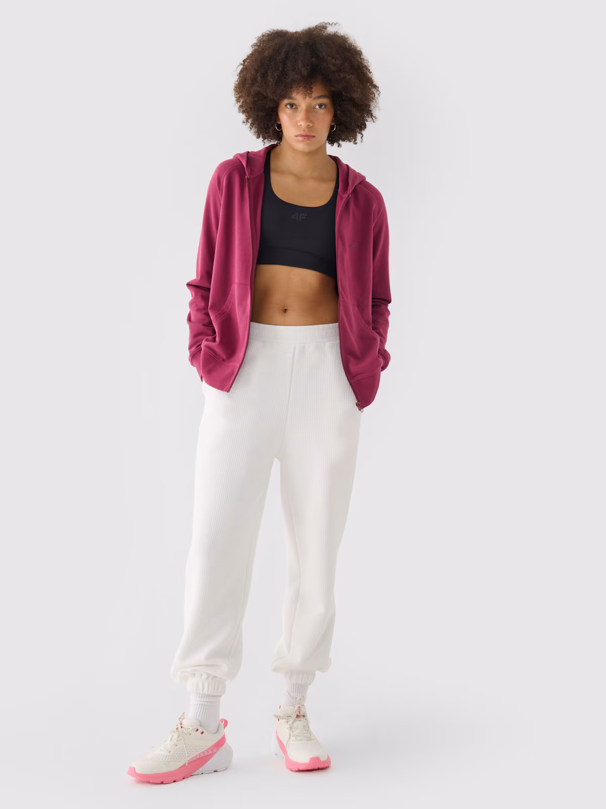 Bluza dresowa rozpinana z kapturem damska - granatowa