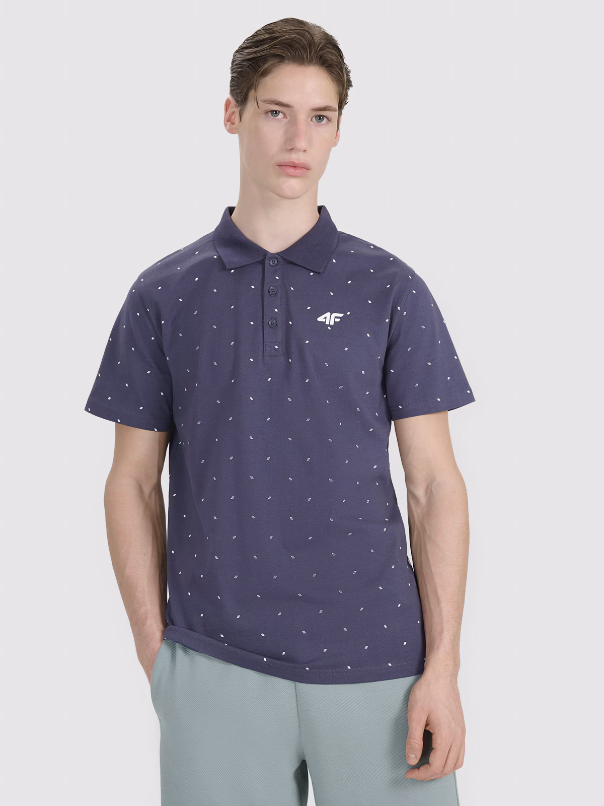 Koszulka polo regular z nadrukiem męska - biała