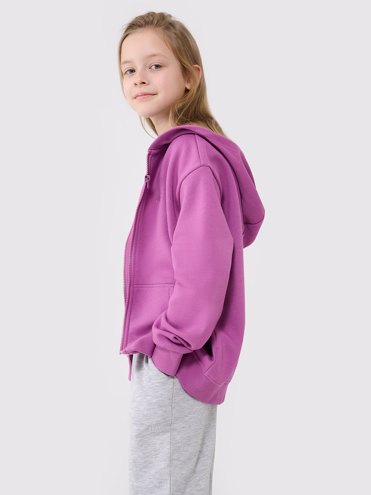 Bluza dresowa rozpinana z kapturem dziewczęca - fioletowa