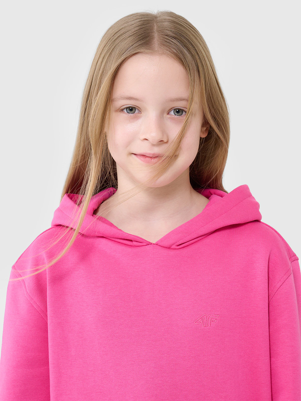 Bluza dresowa nierozpinana z kapturem dziewczęca - beżowa