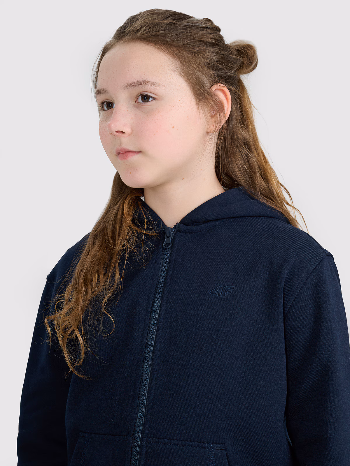 Bluza dresowa rozpinana z kapturem dziewczęca - granatowa