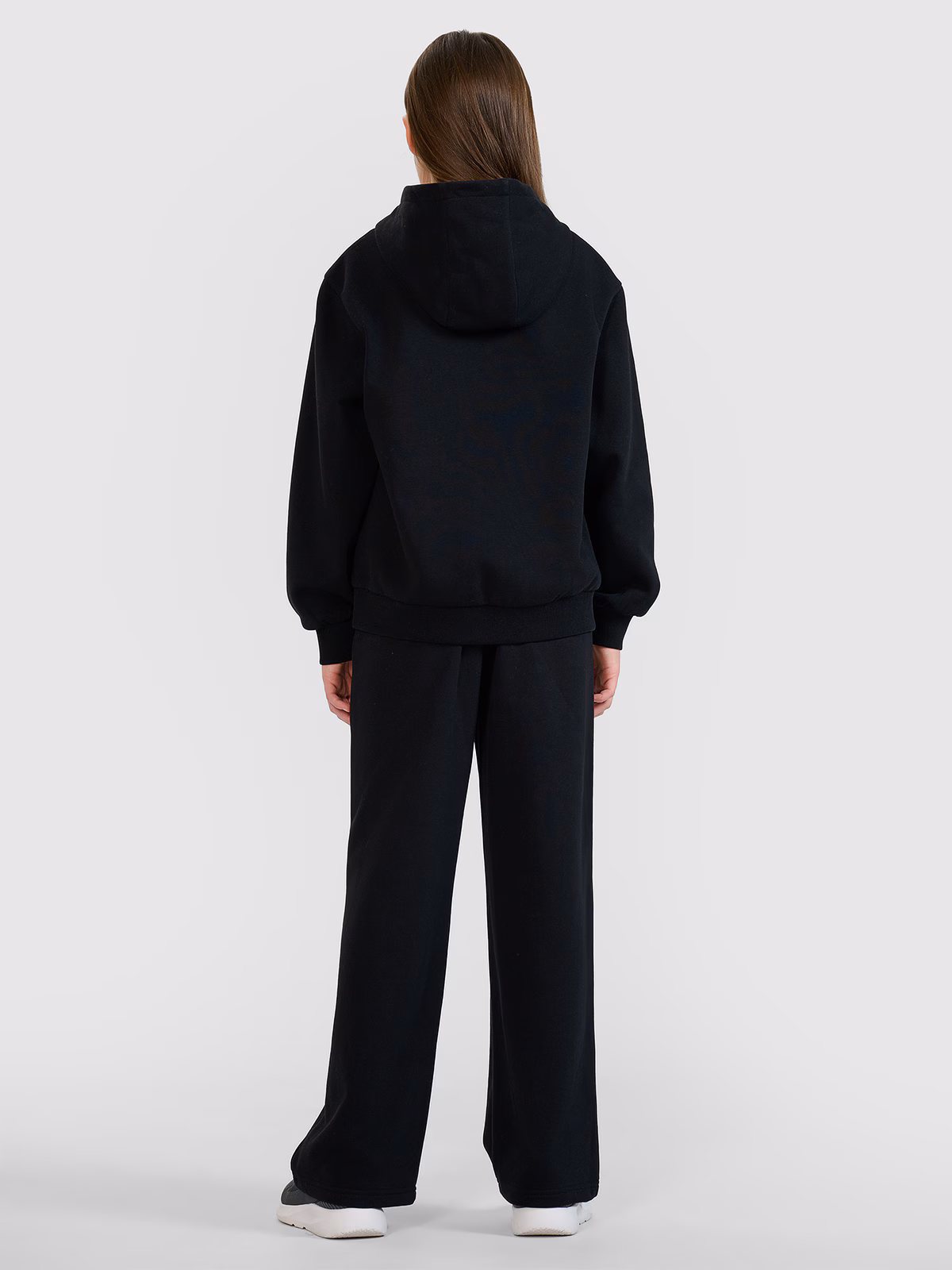 Bluza dresowa nierozpinana z kapturem dziewczęca - czarna