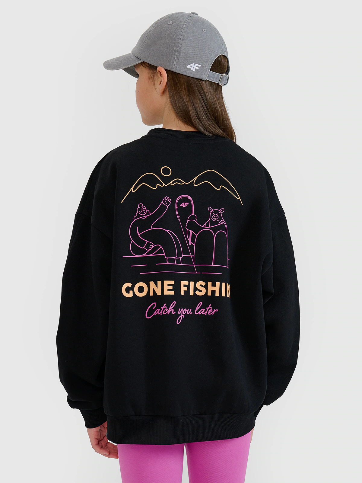 Bluza dresowa nierozpinana bez kaptura dziewczęca - różowa