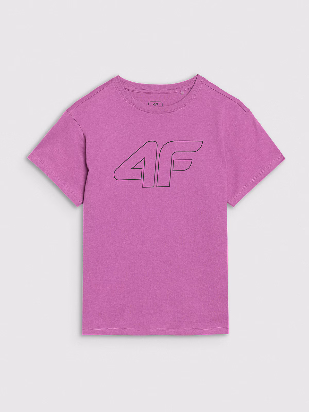 T-shirt oversize z nadrukiem dziewczęcy - fioletowy