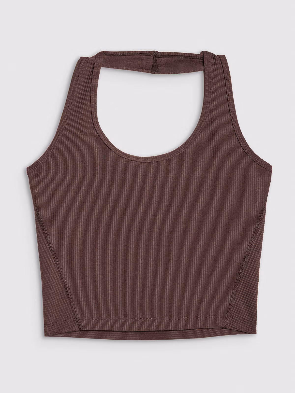 Crop top slim gładki damski 4F x Anna Lewandowska - brązowy