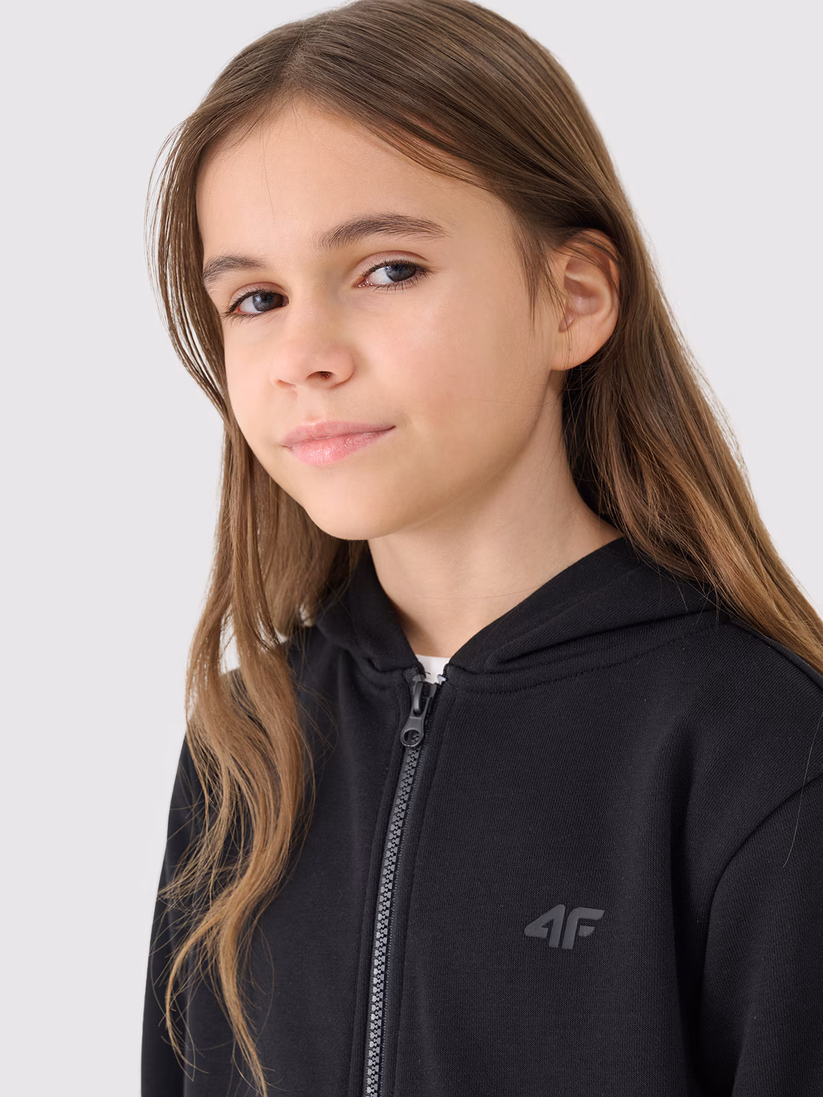 Bluza dresowa rozpinana z kapturem dziewczęca - fioletowa