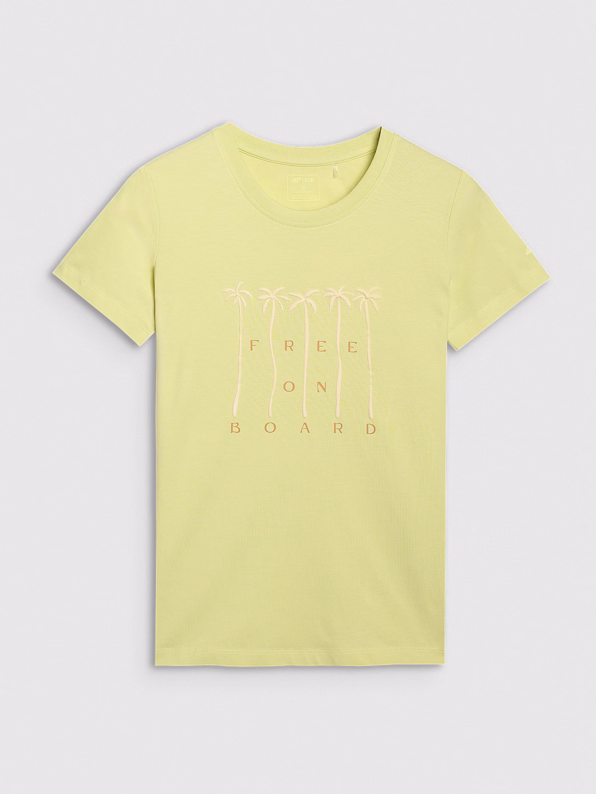 T-shirt regular z nadrukiem damski - beżowy