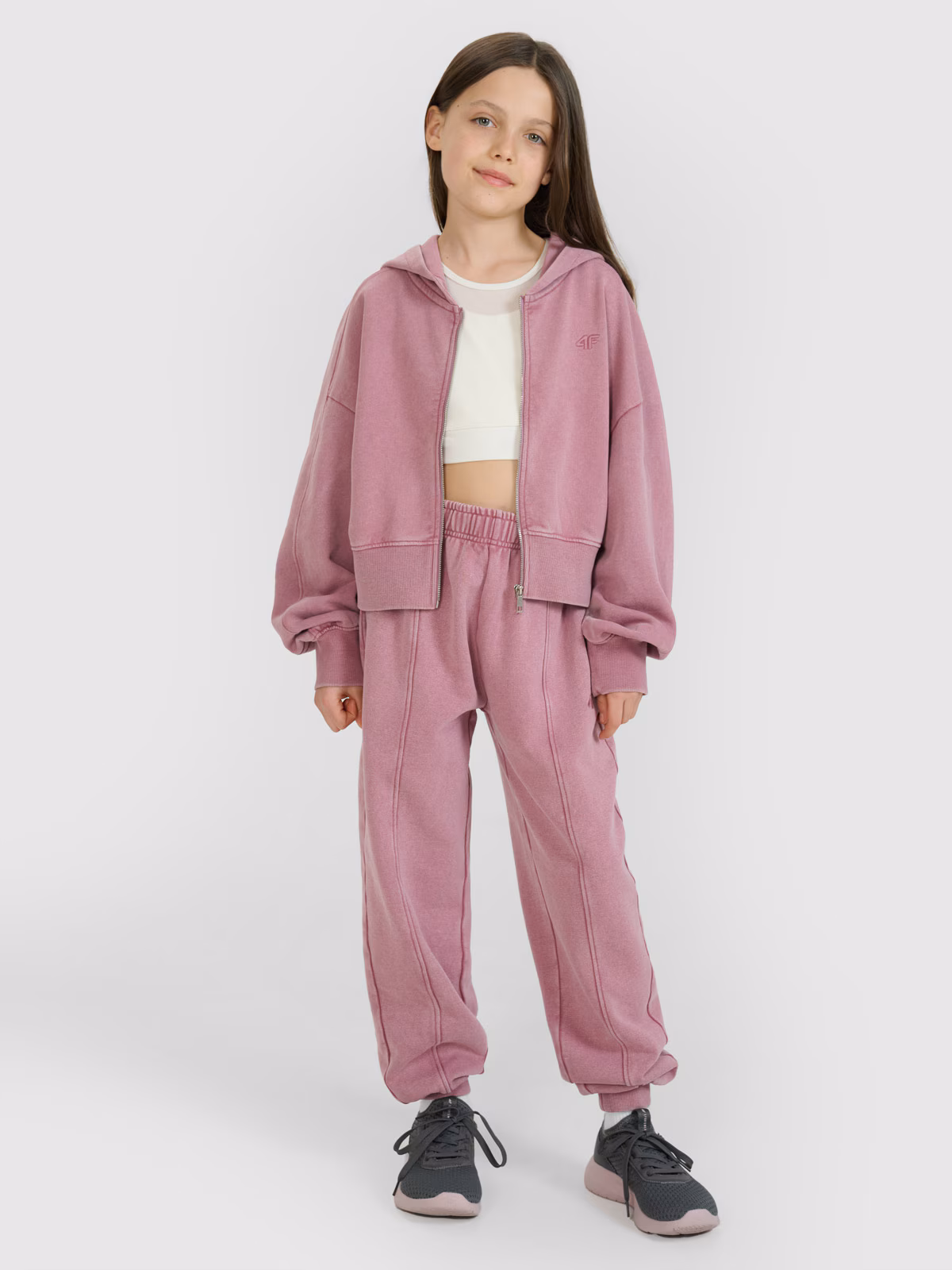 Spodnie dresowe joggery dziewczęce 4F JUNIOR x Anna Lewandowska - różowe