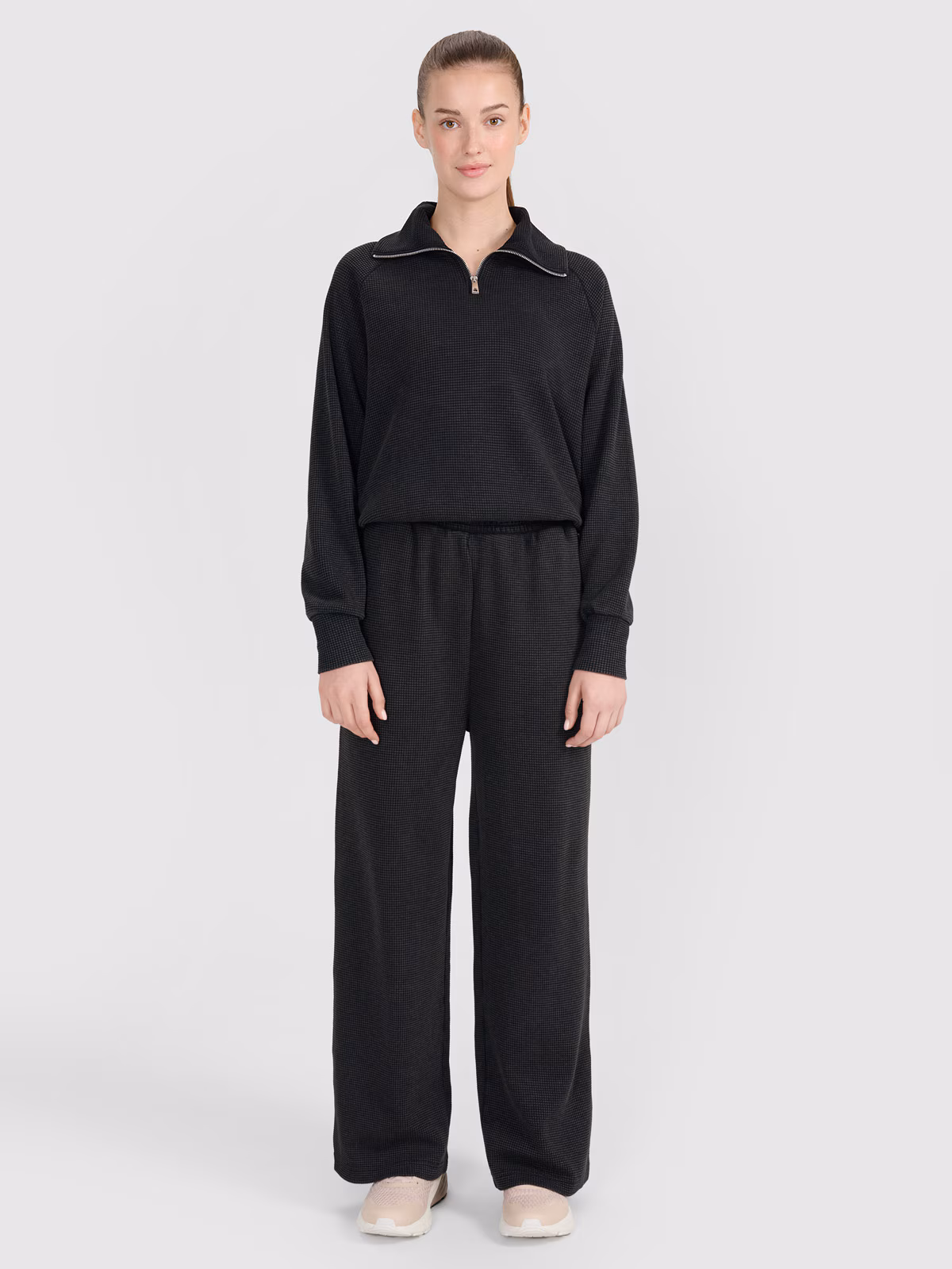 Bluza dresowa oversize nierozpinana bez kaptura damska - czarna