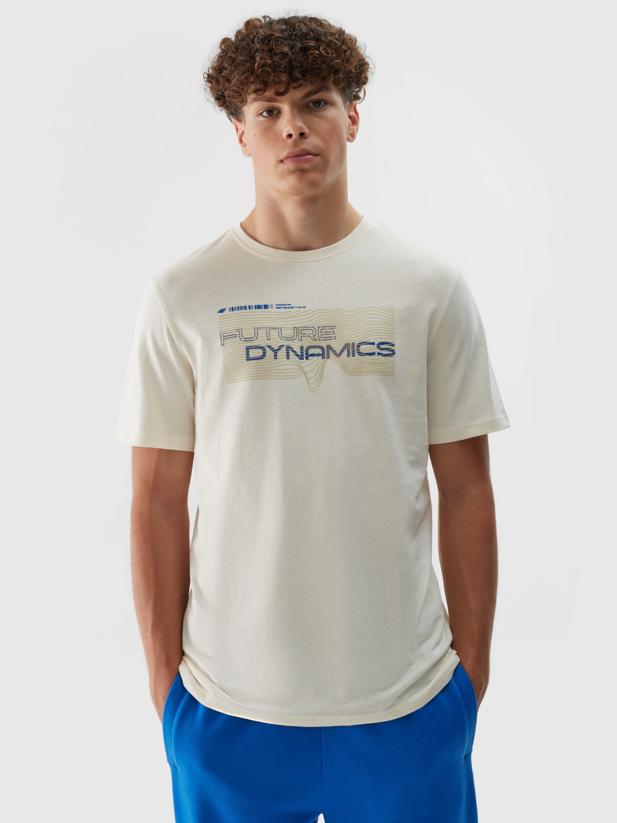 T-shirt regular z nadrukiem męski - biały