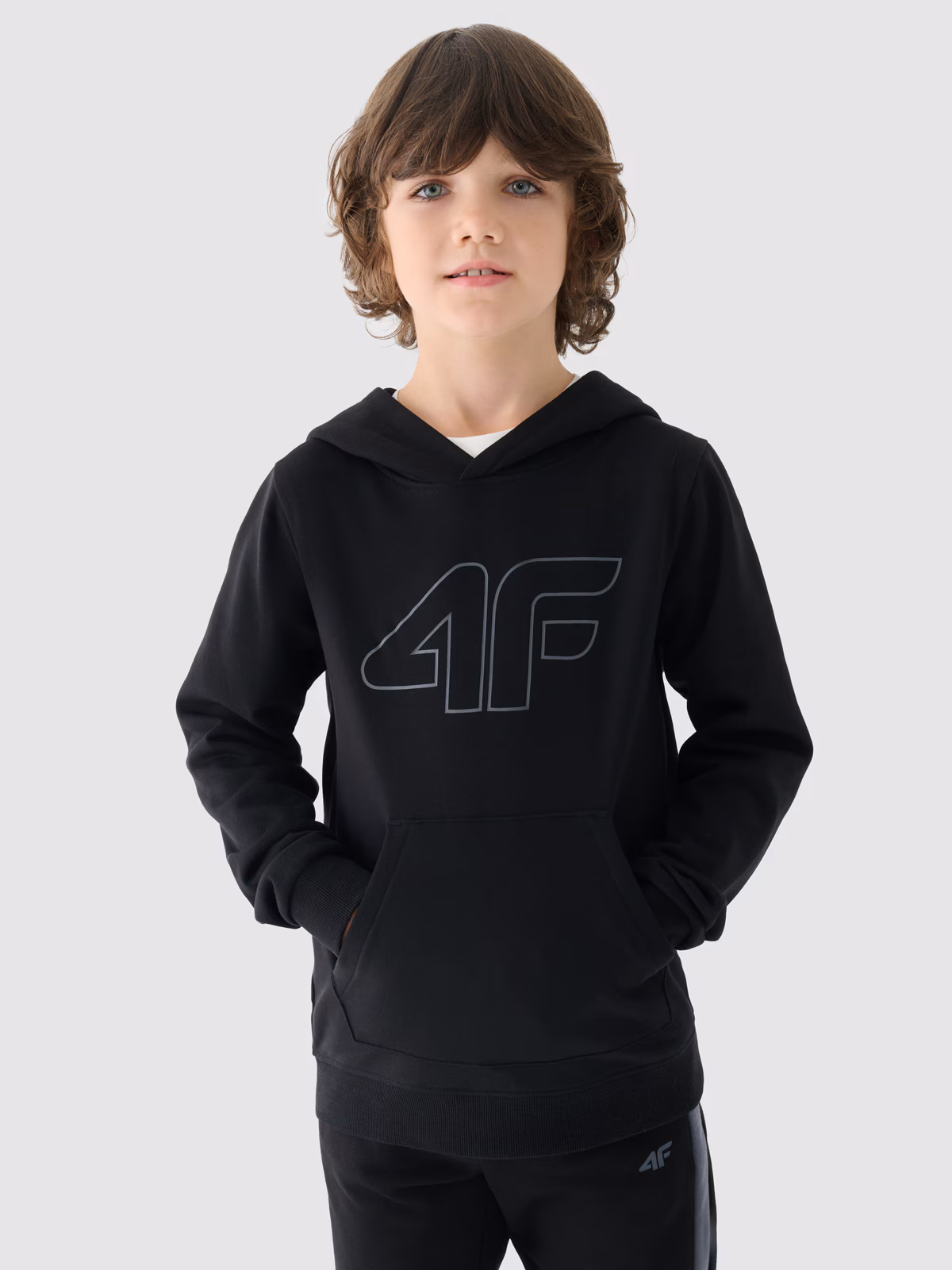 Bluza dresowa nierozpinana z kapturem chłopięca - niebieska