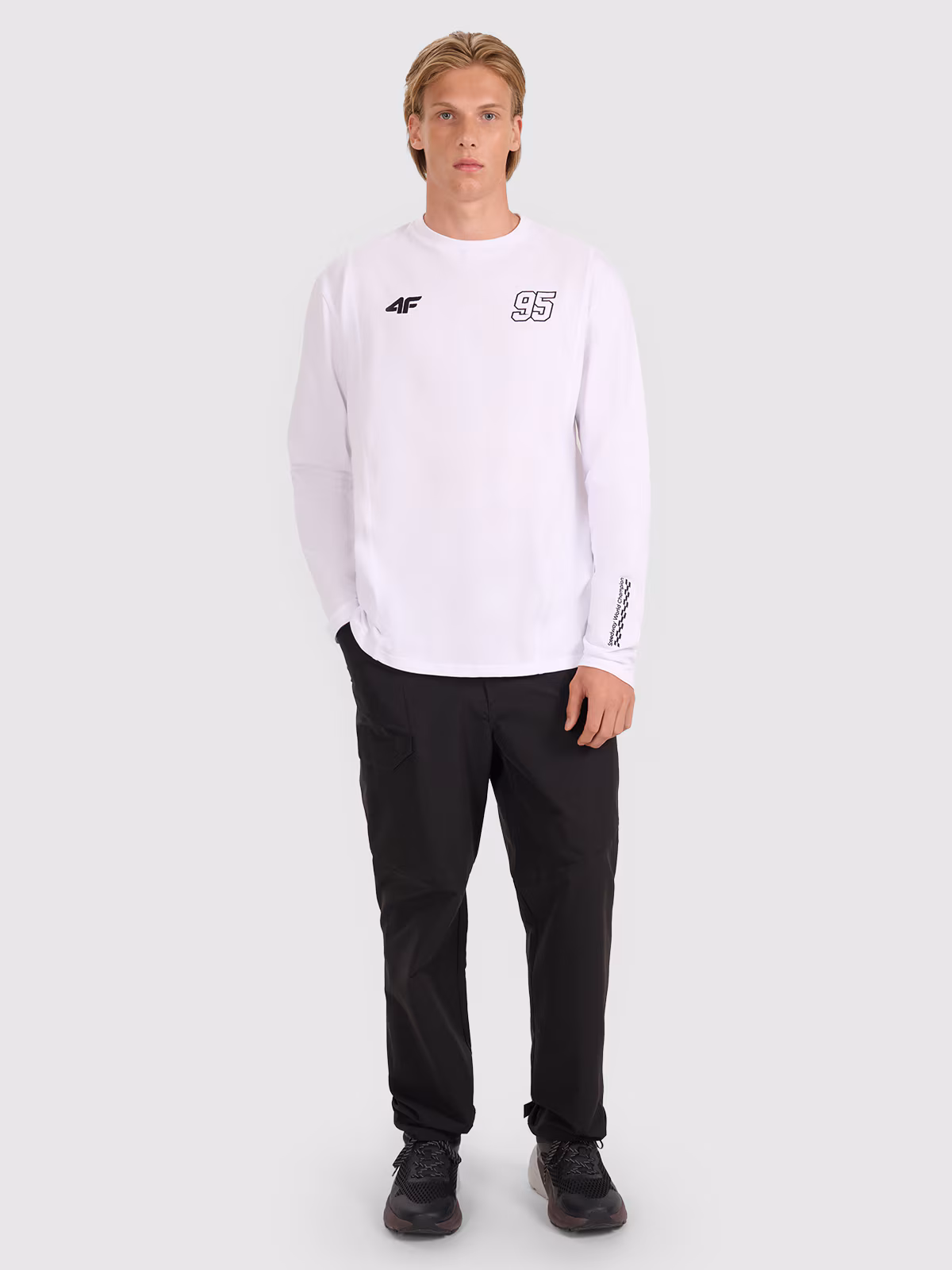 Longsleeve regular męski 4F x Bartosz Zmarzlik - biały