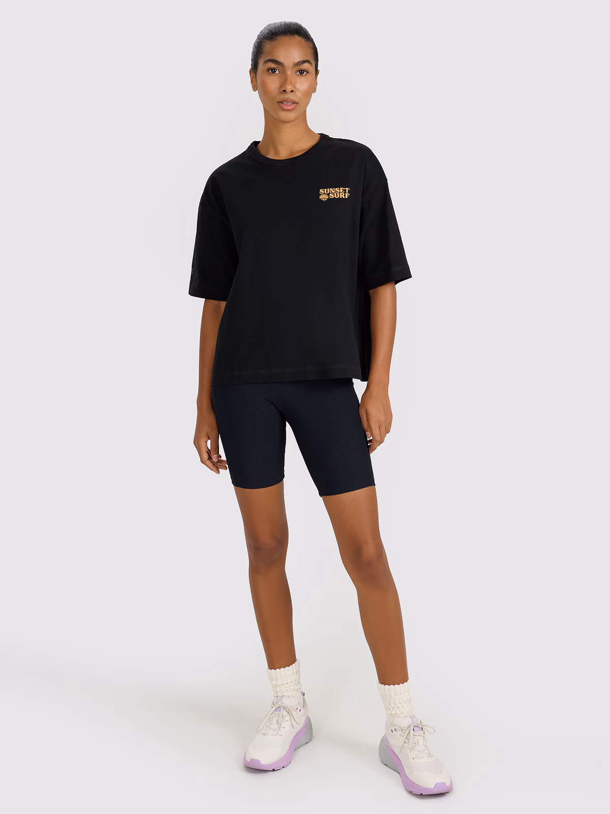 T-shirt oversize z nadrukiem damski - różowy