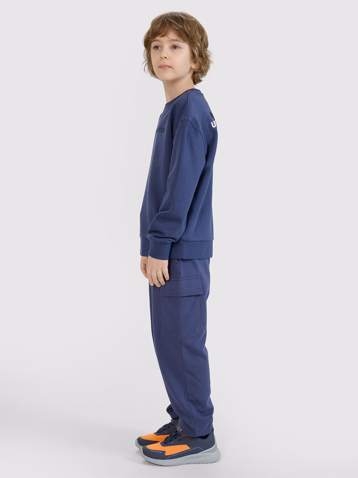 Bluza dresowa nierozpinana bez kaptura chłopięca - granatowa