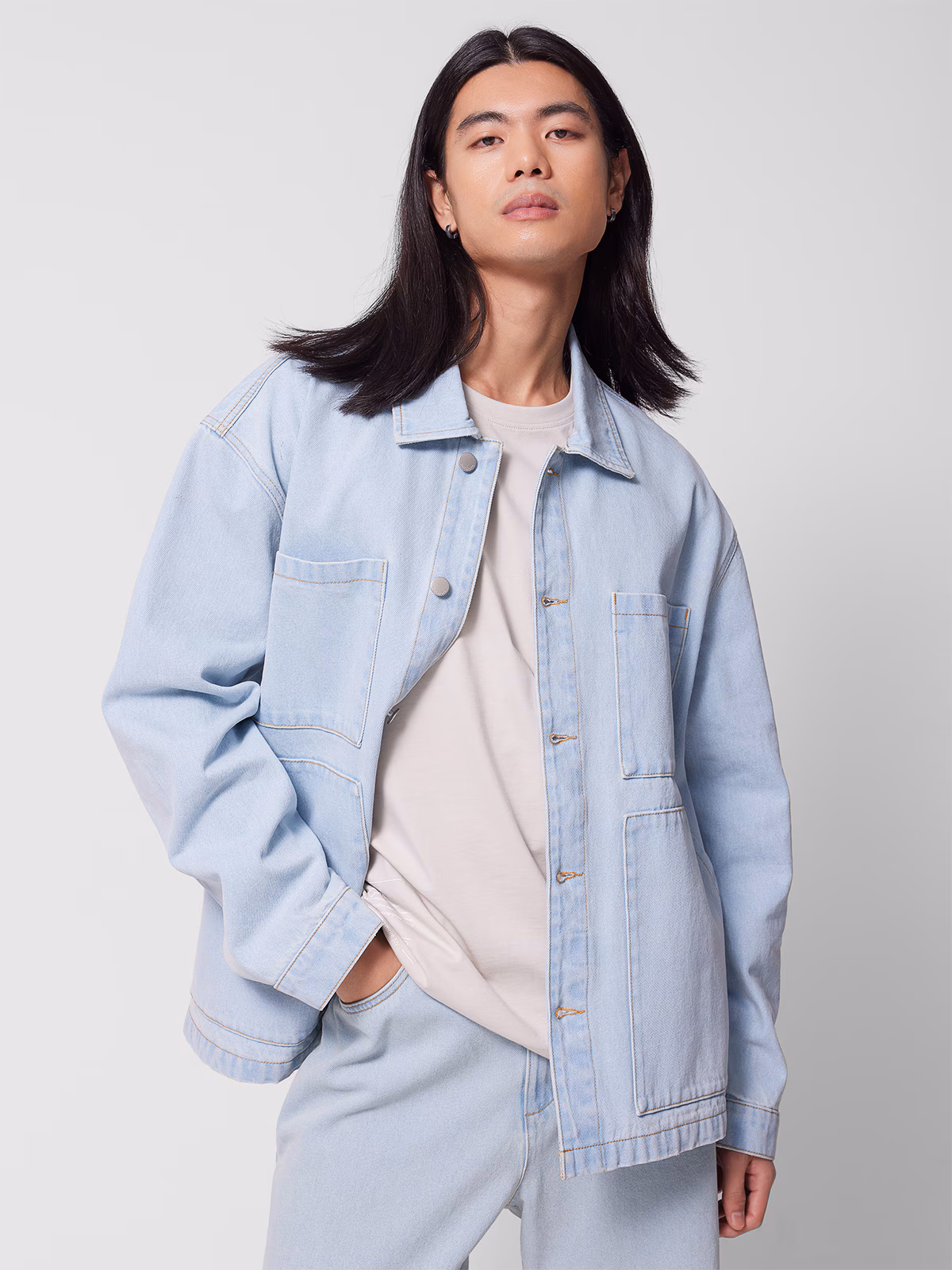 Kurtka jeansowa męska Outhorn - niebieska