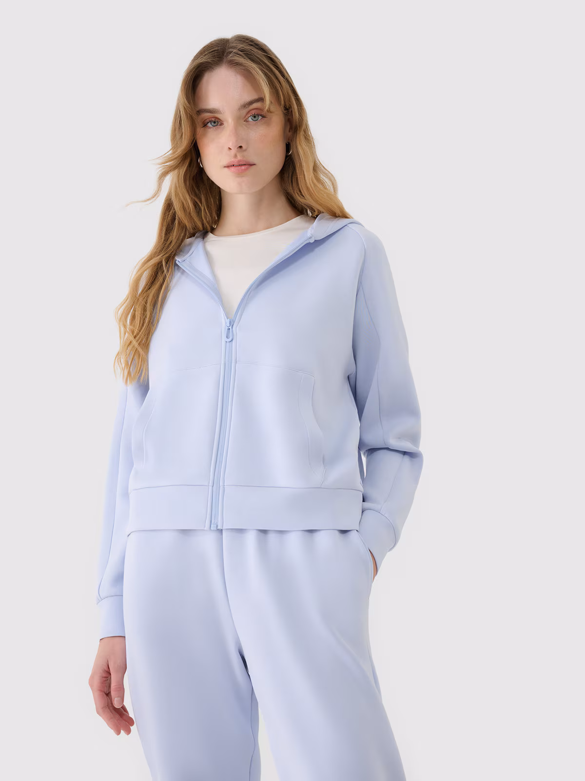 Bluza dresowa rozpinana z modalem damska - niebieska