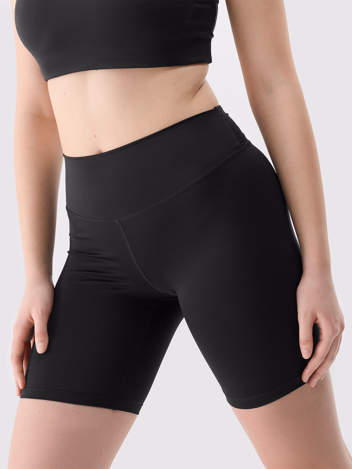 Legginsy kolarki treningowe z materiału z recyklingu damskie - czarne