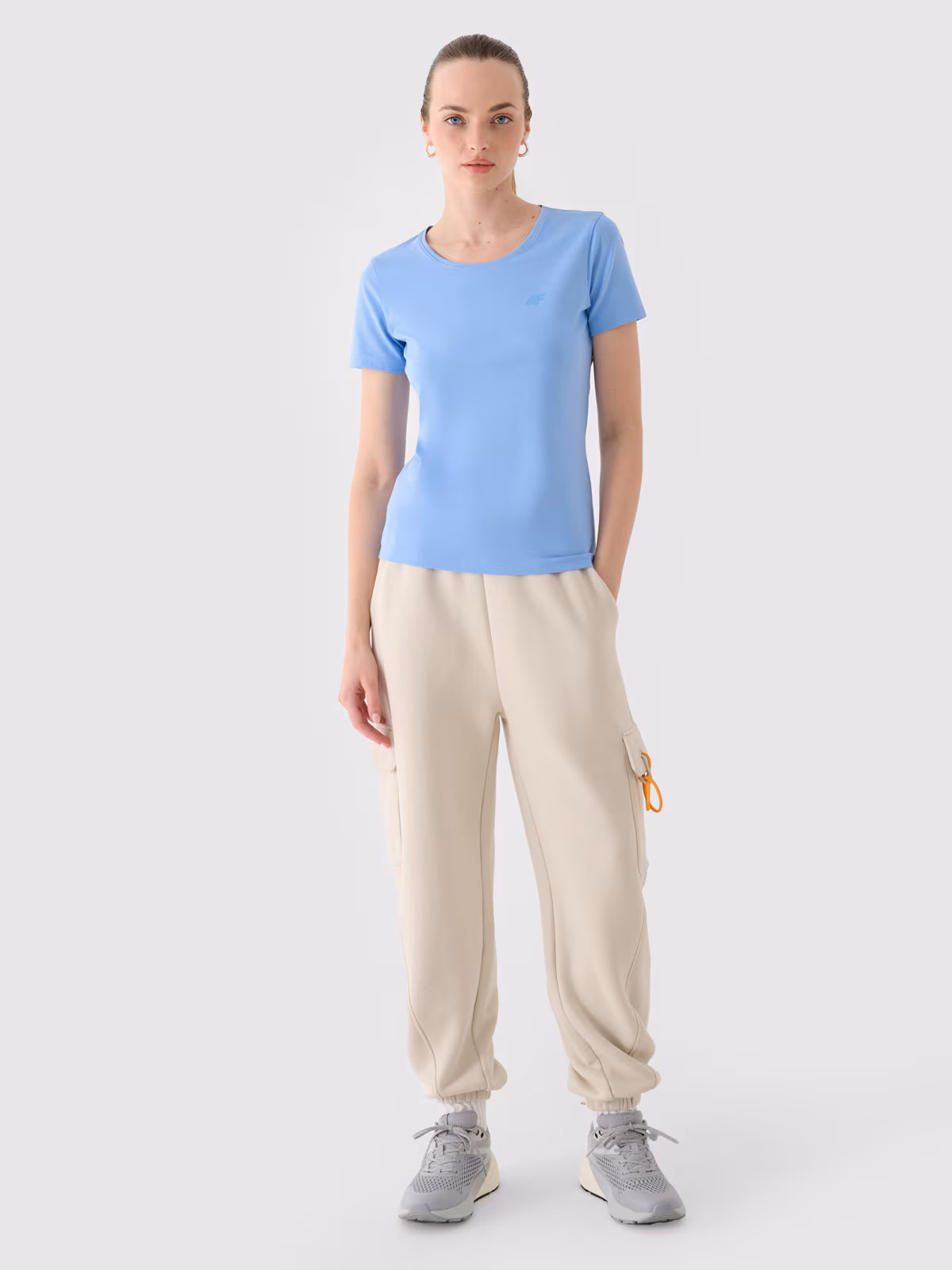 T-shirt slim gładki damski - czerwony