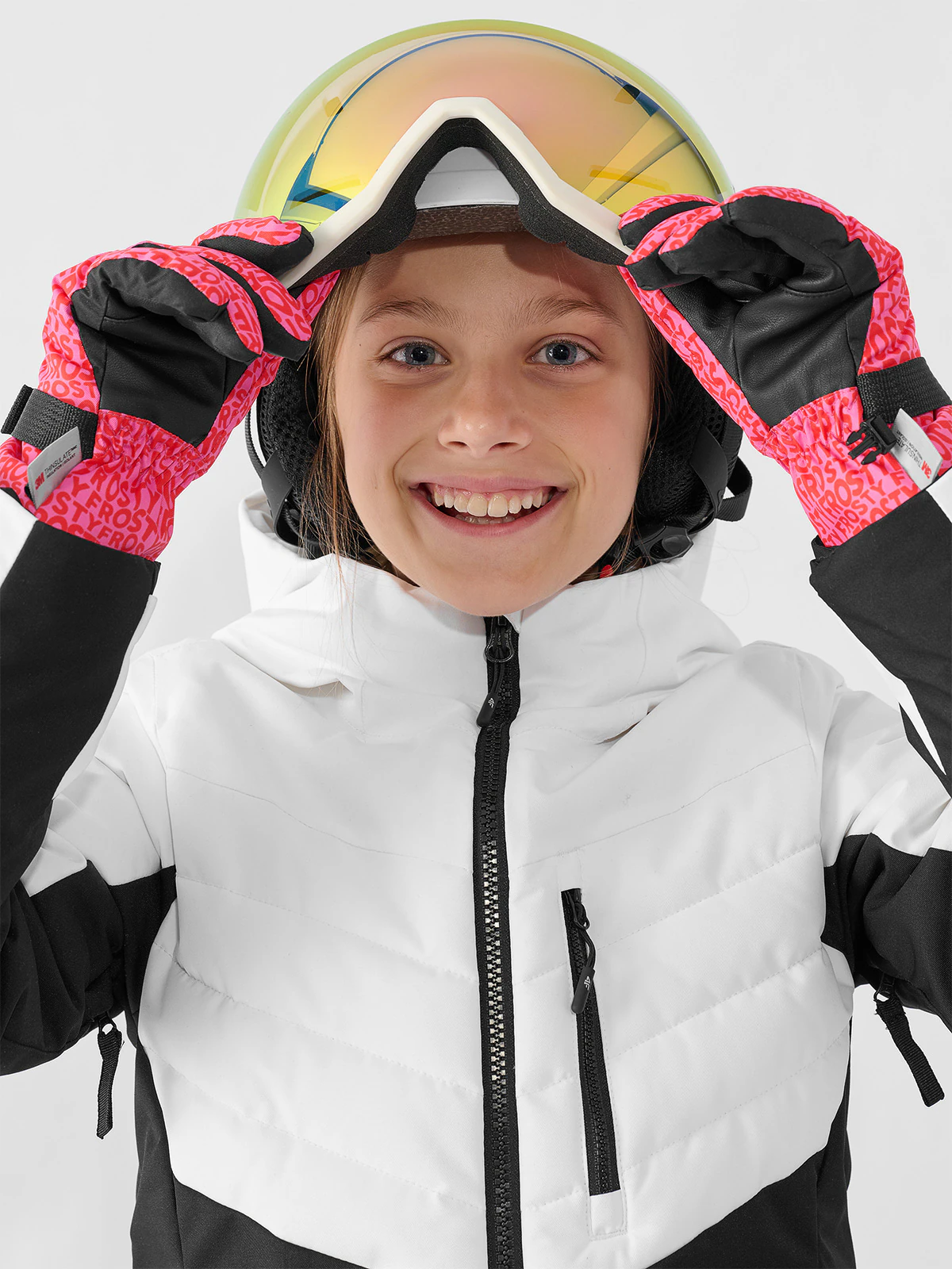 Kurtka narciarska membrana 10000 dziewczęca - biała
