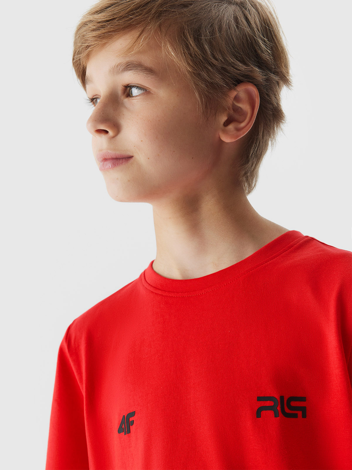 T-shirt z nadrukiem dziecięcy 4F x Robert Lewandowski - biały