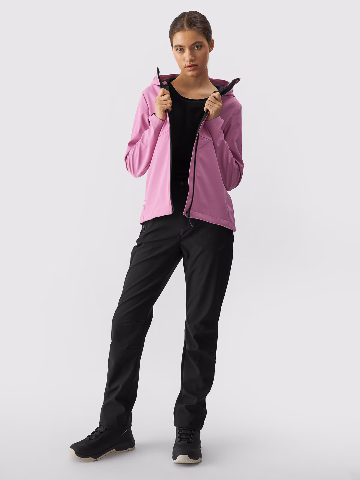 Spodnie trekkingowe softshellowe membrana 5000 damskie - czarne