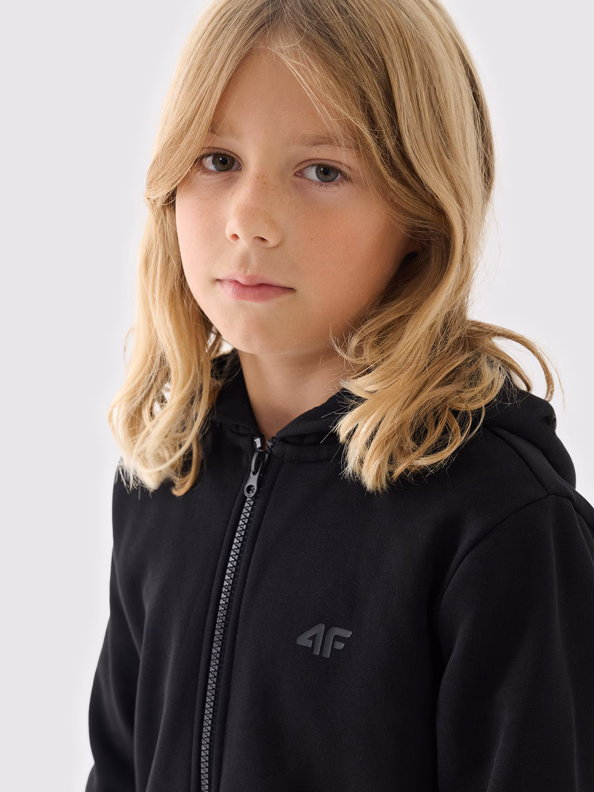 Bluza dresowa rozpinana z kapturem chłopięca - khaki