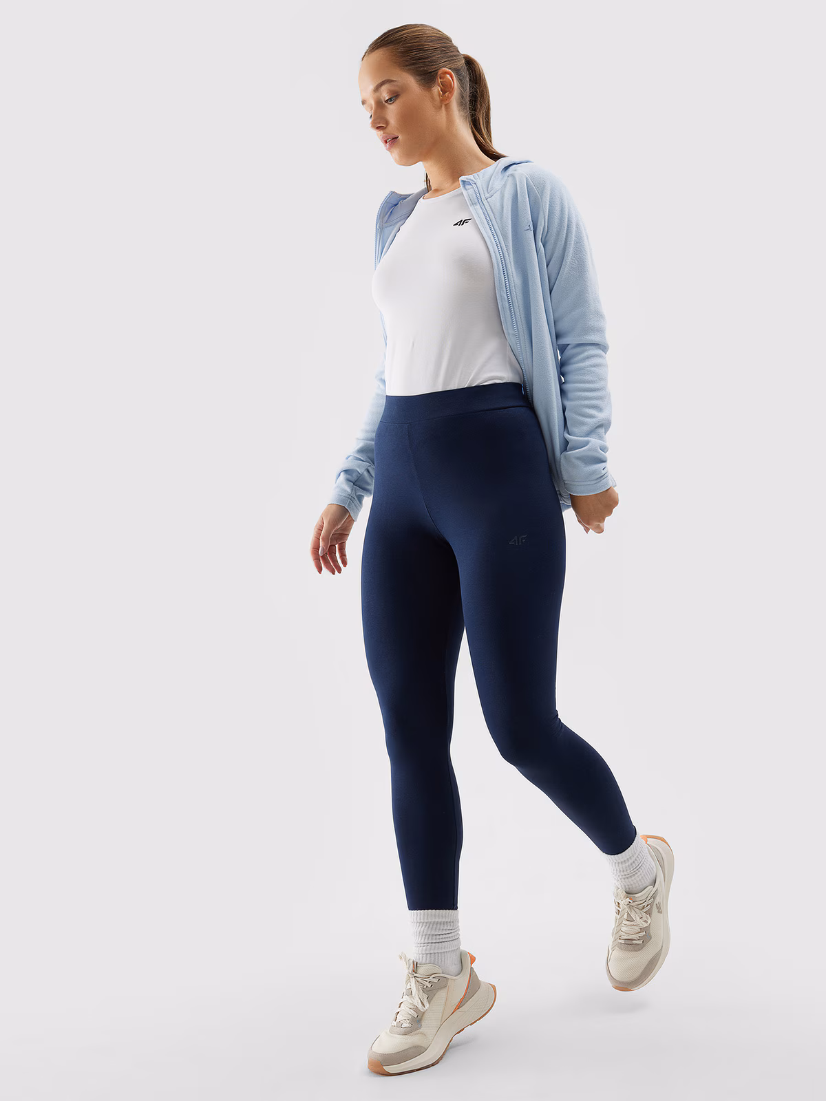 Legginsy dzianinowe damskie - granatowe