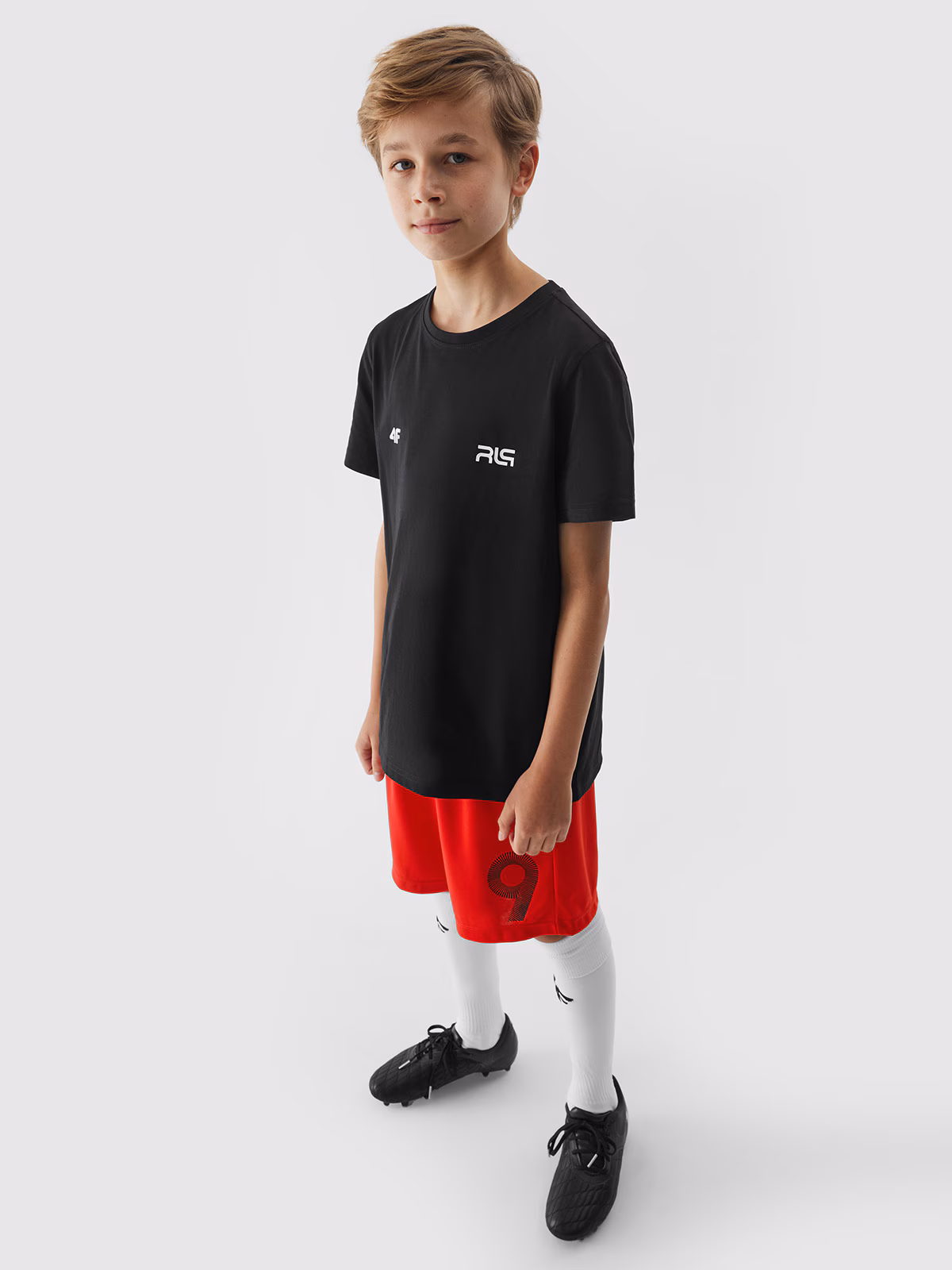 T-shirt z nadrukiem dziecięcy 4F x Robert Lewandowski - biały