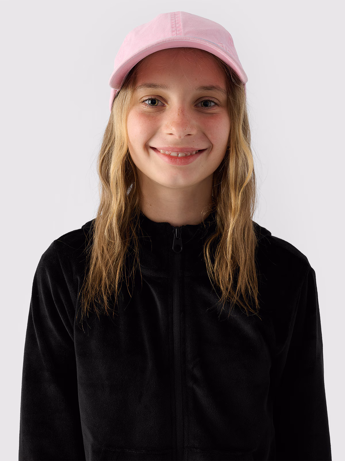 Bluza dresowa z weluru rozpinana z kapturem dziewczęca - fioletowa