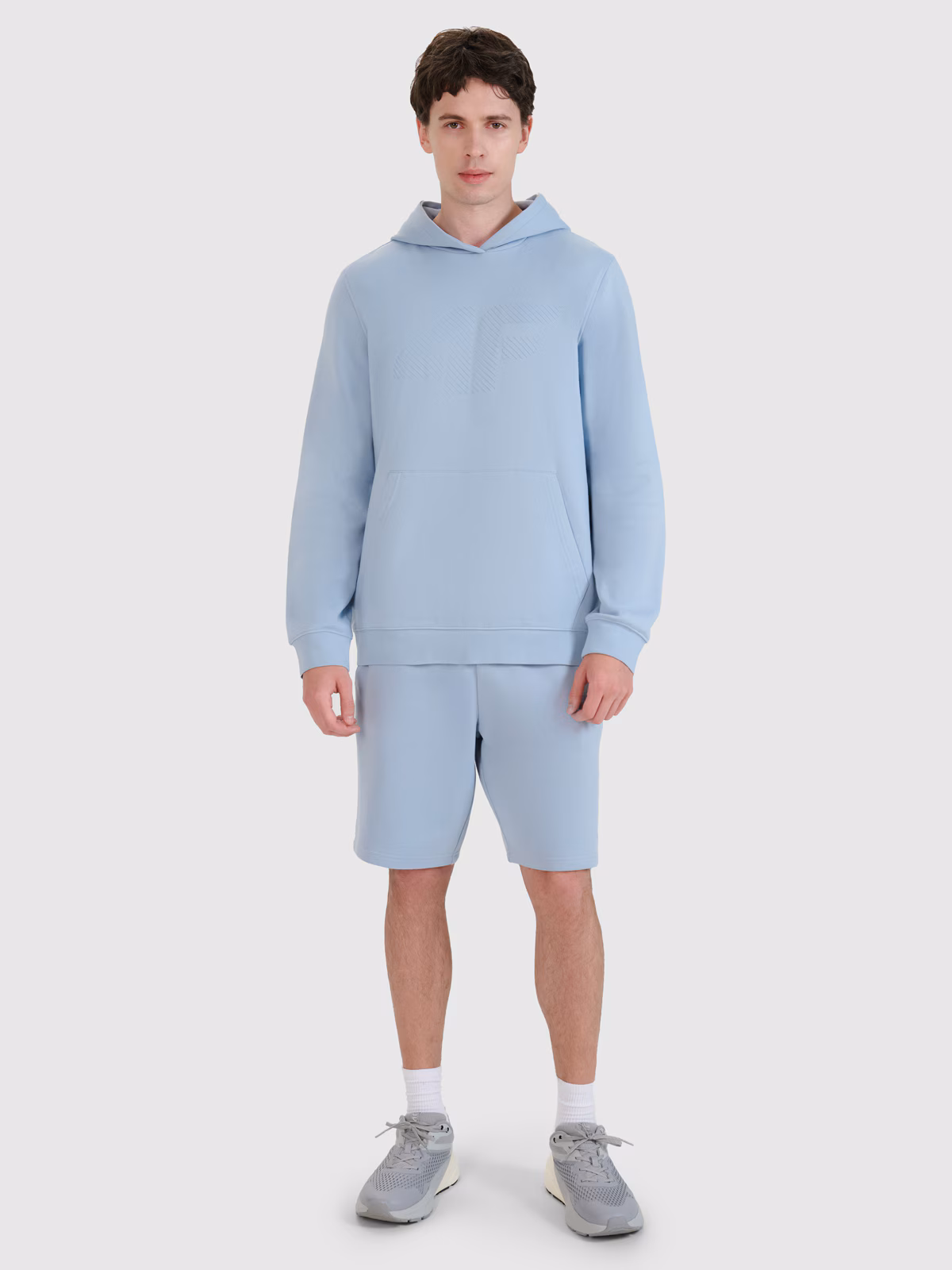 Bluza dresowa nierozpinana z kapturem męska - niebieska