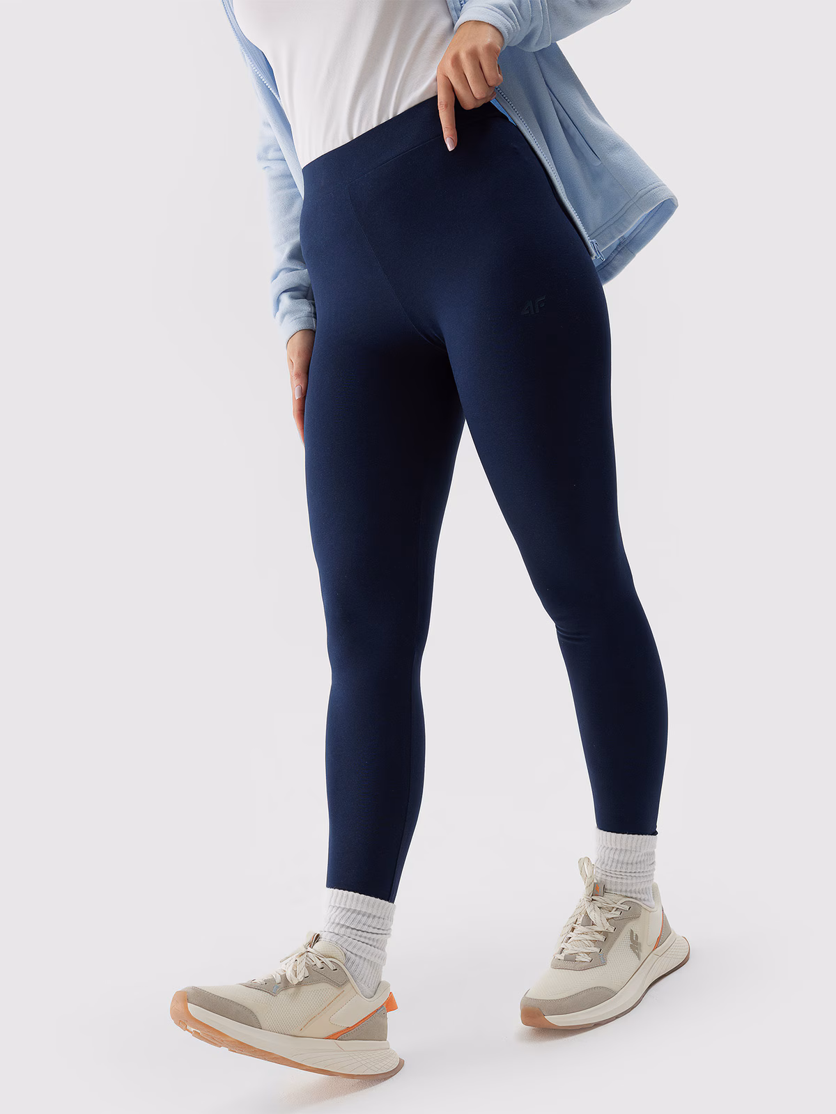 Legginsy dzianinowe damskie - granatowe