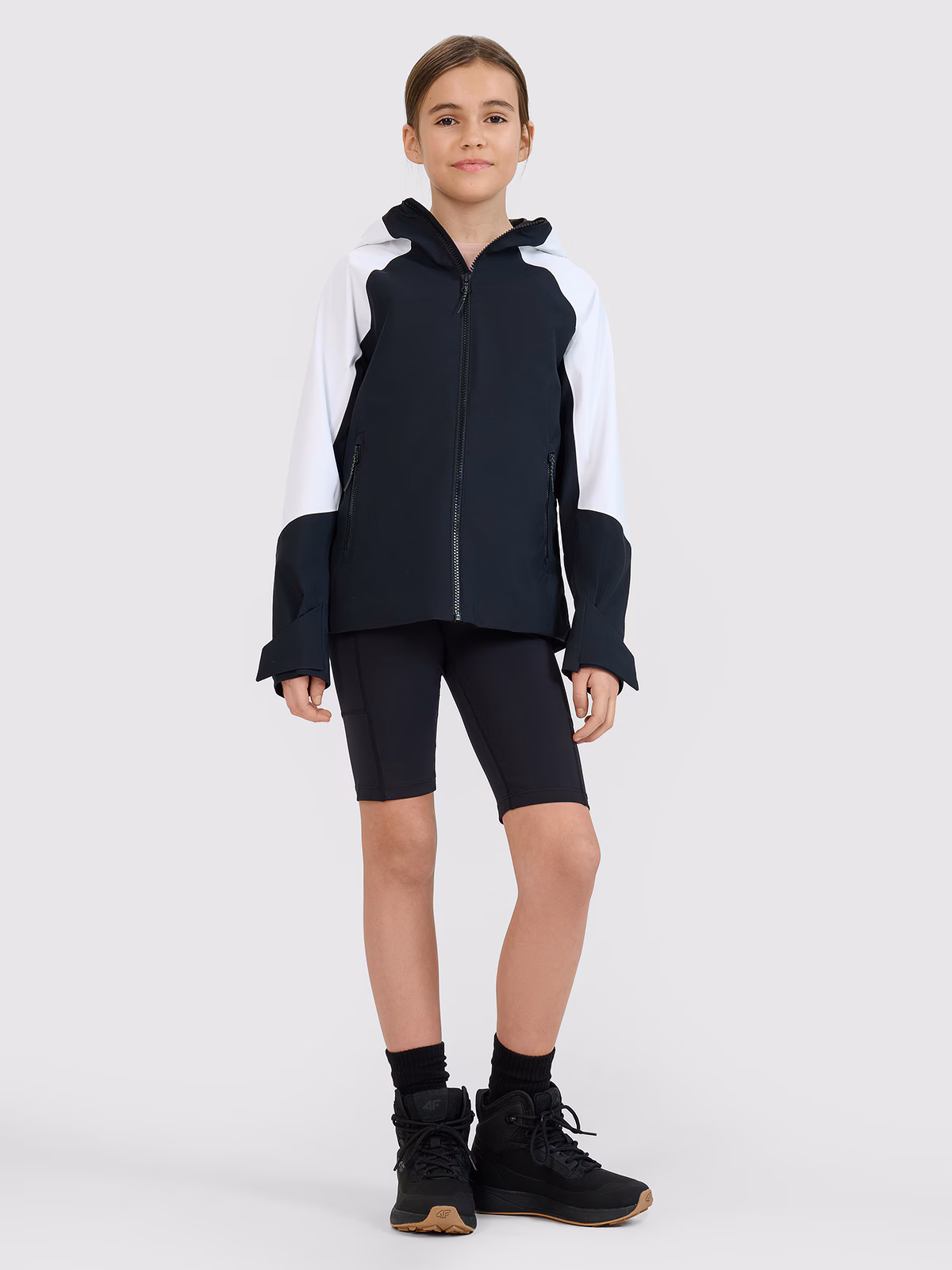 Kurtka trekkingowa membrana 5000 dziewczęca - czarna