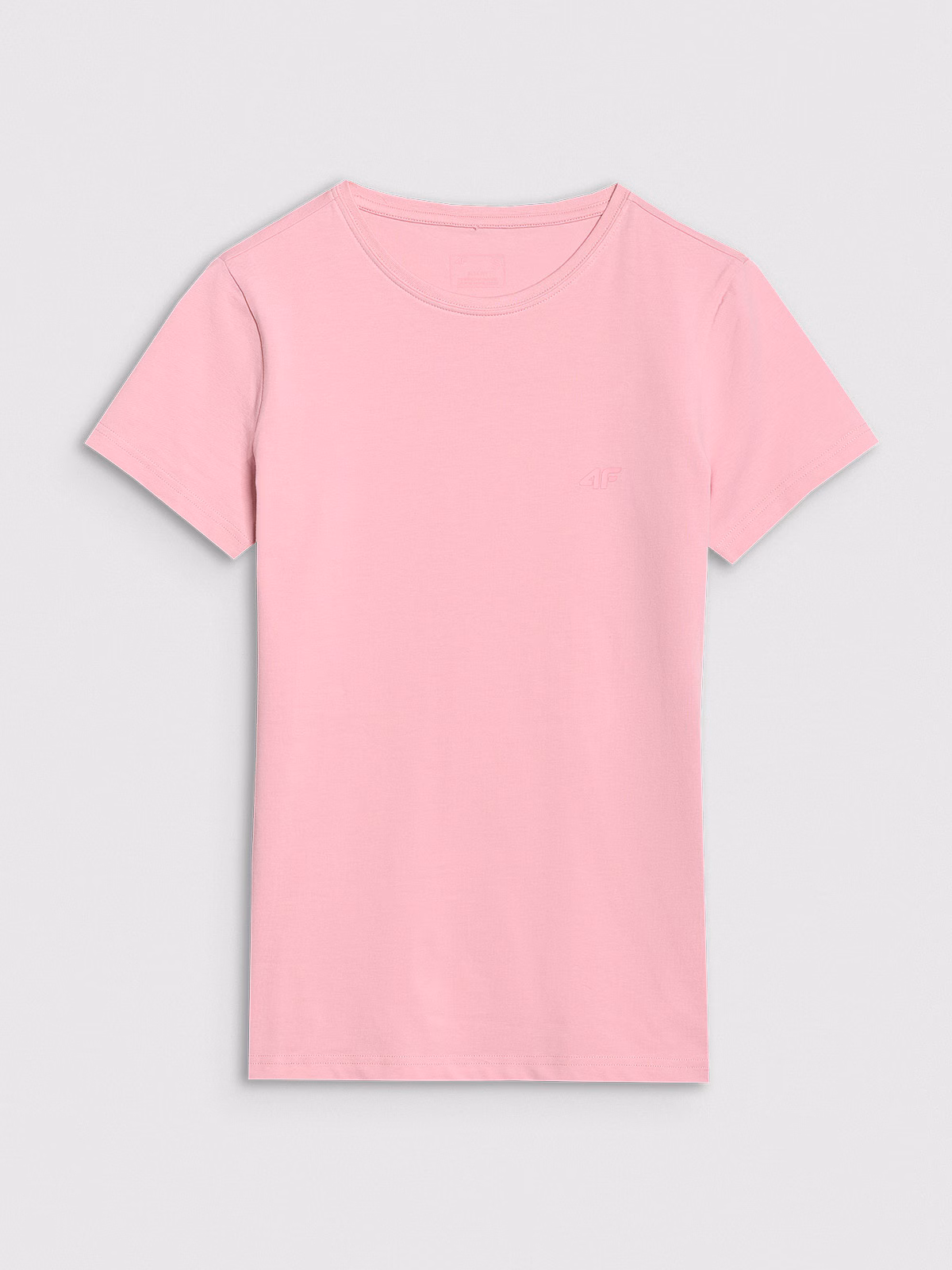 T-shirt slim gładki damski - różowy