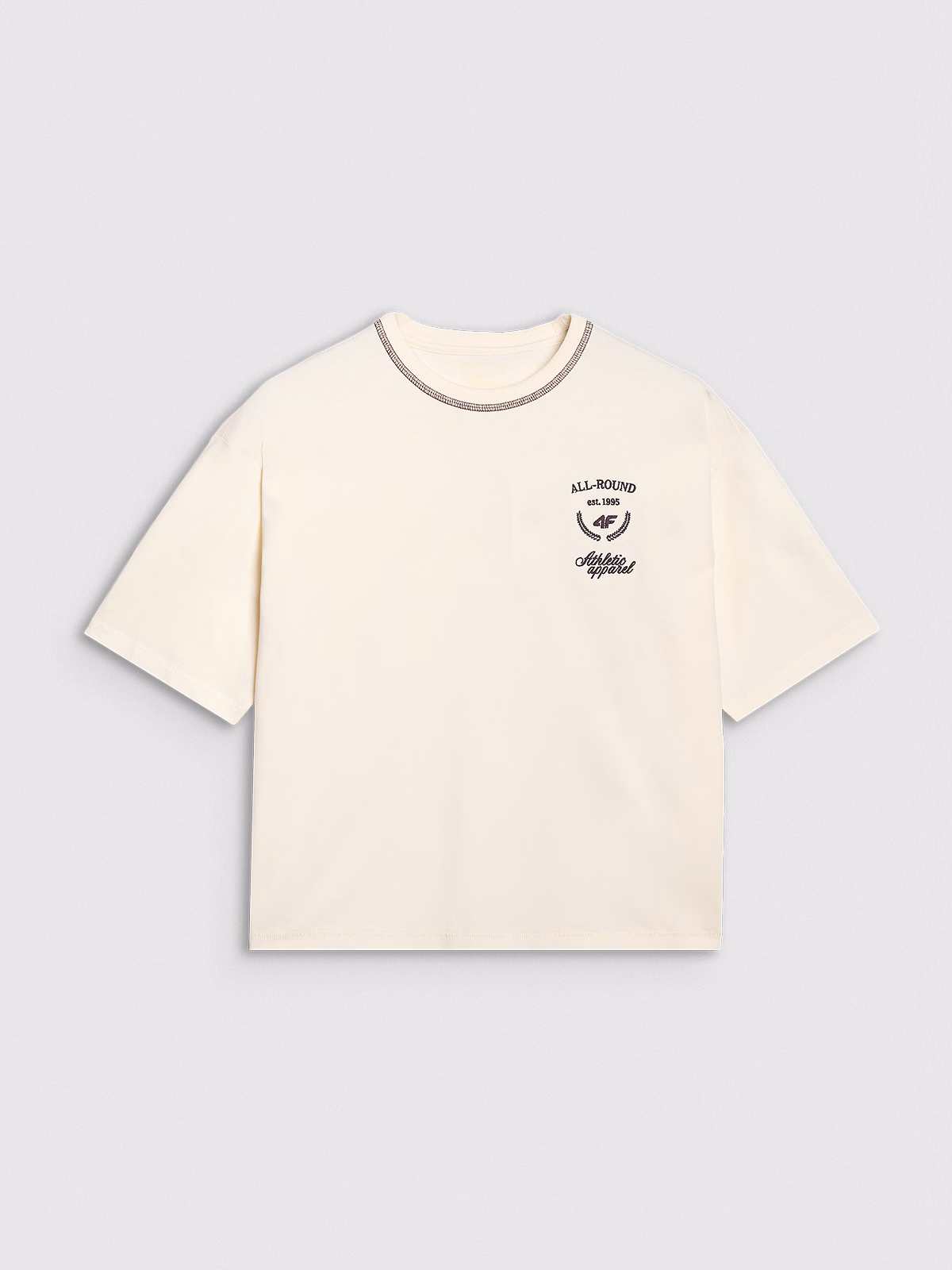 T-shirt oversize z nadrukiem damski - szary